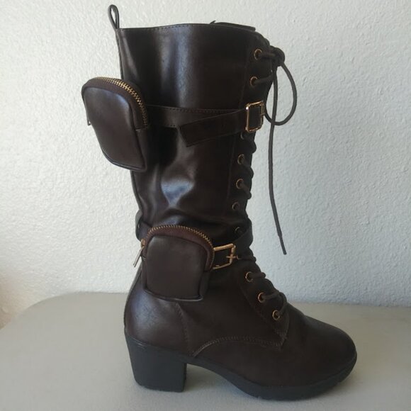 Link girls size 4 (equivalent to 5.5 women's shoes) dark brown high heel boot - Picture 4 of 15
